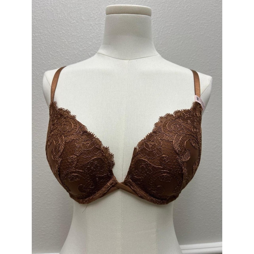 NWT Victoria's Secret Dream Angels Lace Push-Up Bra - Brown - 32DD